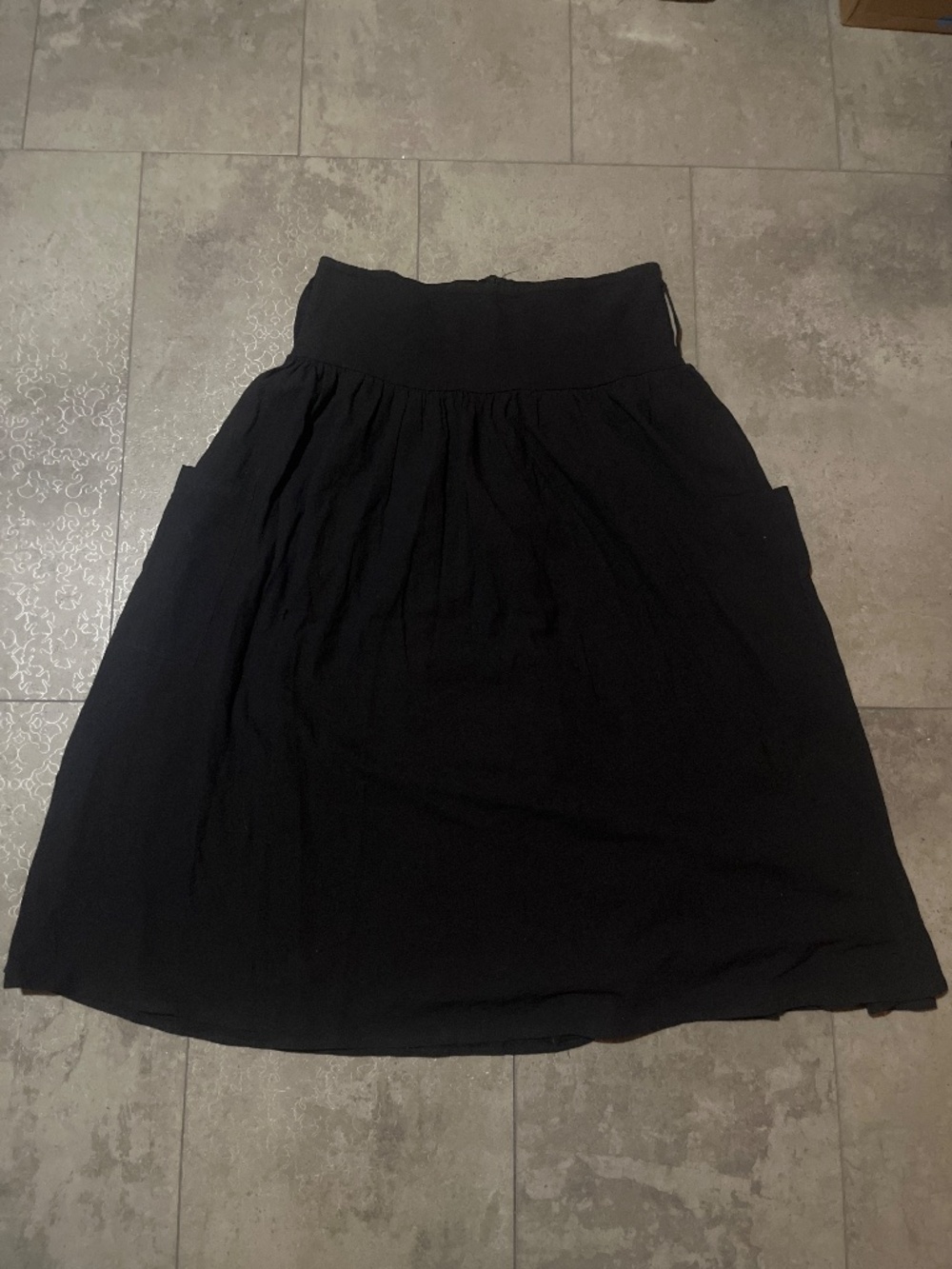 Black High waist yoke skirt a-line